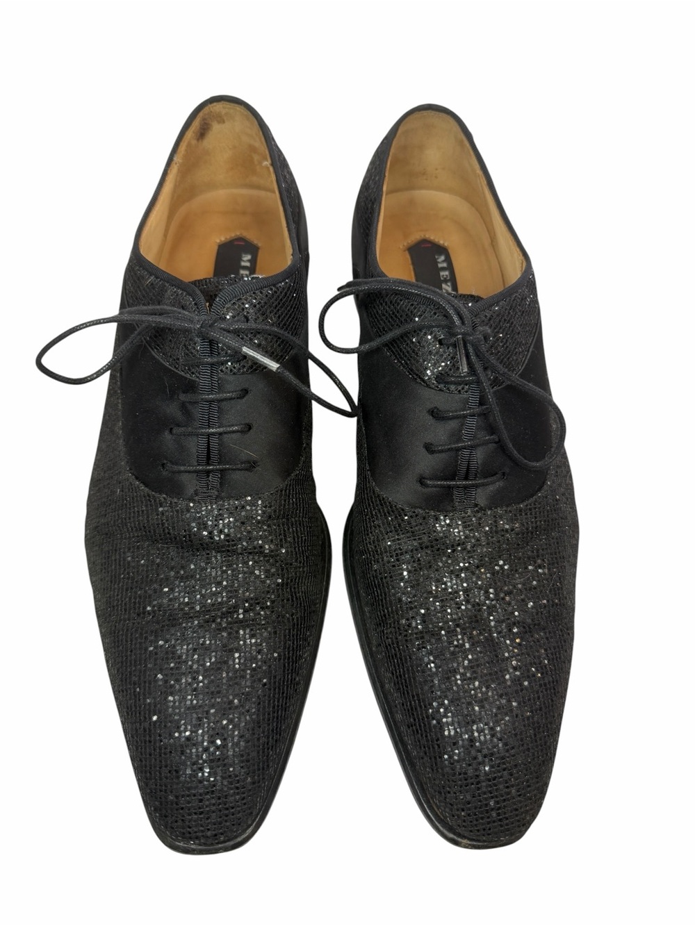 Mezlan Black Sequin Lace-Up Oxford Dress Shoes - Picture 2 of 6